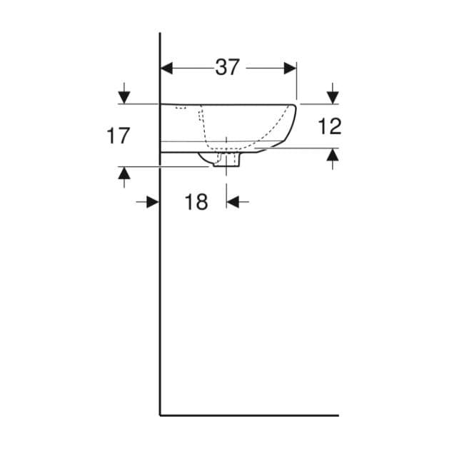  Geberit Malé umývadlo 45 x 37 cm, s otvorom pre batériu, s prepadom, Geberit Selnova G Selnova malé umývadlo 45 cm, s otvorom, s prepadom