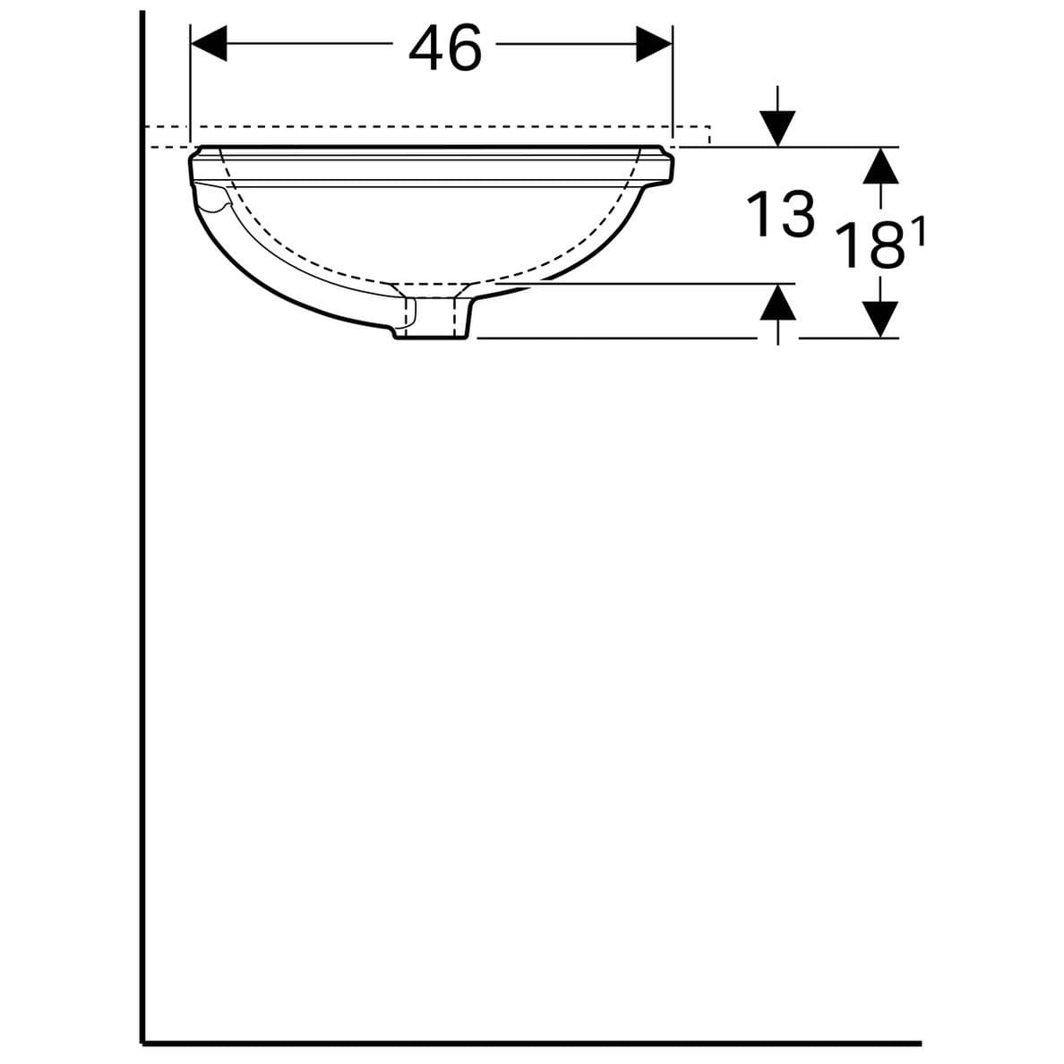  Geberit Vstavané umývadlo 56 x 46 cm oválne, s prepadom, Geberit VariForm G VariForm umývadlo vstavané, oválne, 56 cm, s prepadom