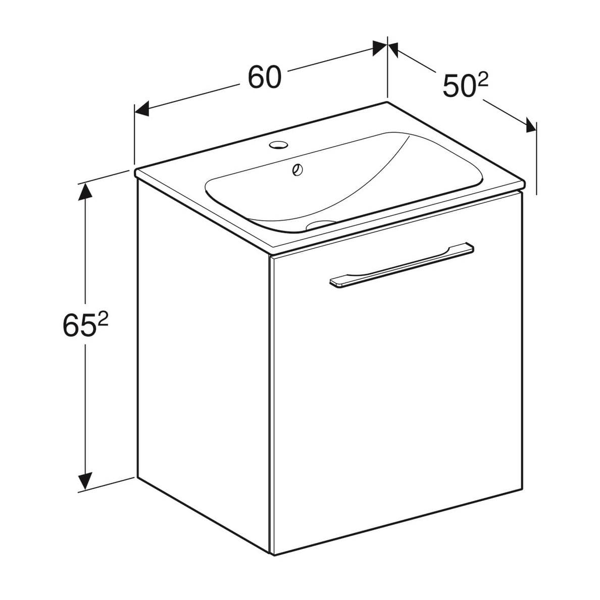  Geberit Súprava nábytkového umývadla Geberit Selnova Square 60 cm, so skrinkou pod umýv., 1 dvierka, orech G Selnova Square súprava nábytkového umývadla 60 cm, so skrinkou 1 dvierka, orech