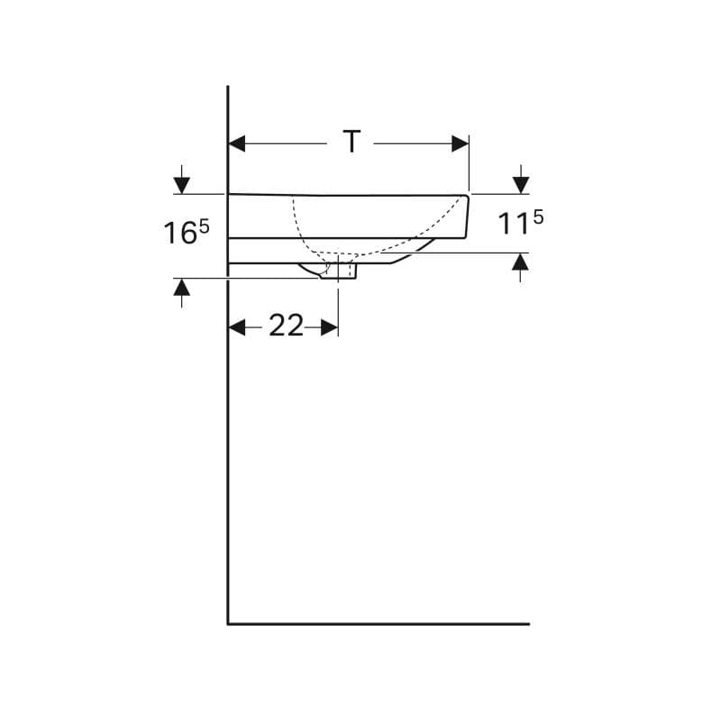  Geberit Umývadlo 120x48 cm, bez otvoru pre batériu, s prepadom, Geberit Smyle Square G Smyle Square umývadlo 120x48cm, bez otvoru, s prepadom