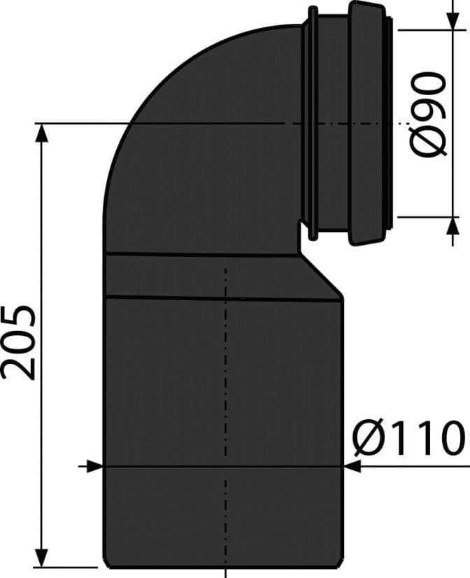  Alca Prípojka k WC M906 - koleno odpadu komplet DN90/110 AL-INS.KOLENO ODPAD 90/110 komplet