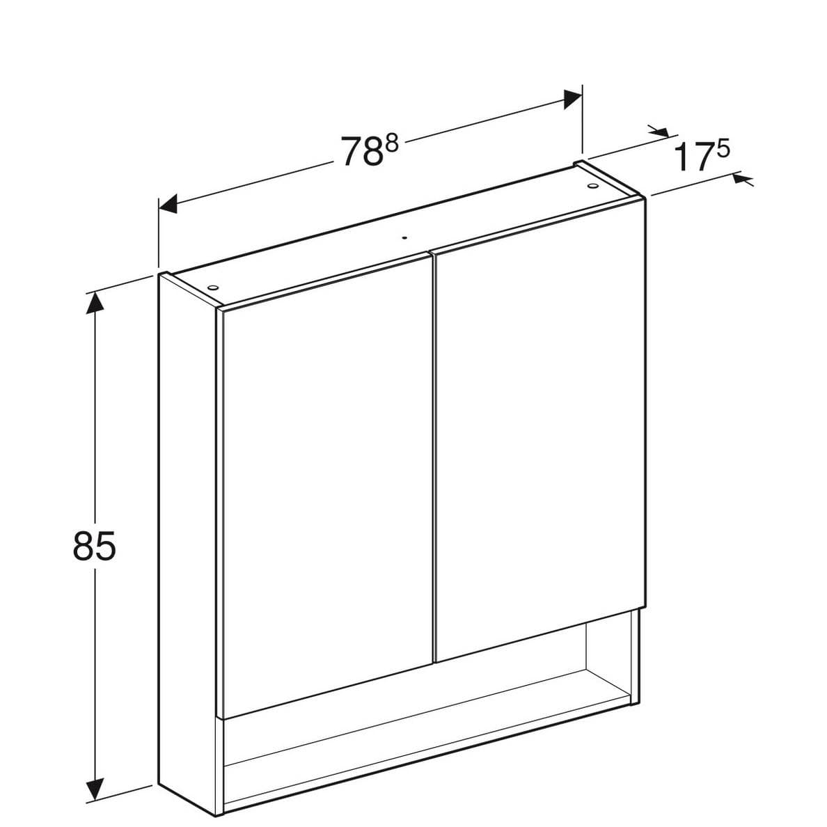  Geberit Zrkadlová skrinka Geberit Selnova Square 78,8 x 85 cm, s dvomi dvierkami, láva G Selnova Square zrkadlová skrinka 78,8 x 85 cm s dvomi dvierkami, láva