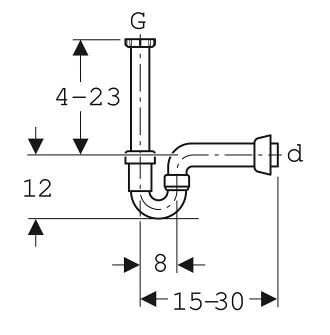  Geberit Drezový sifón Geberit kolenový, vodorovný odtok, d40, G 6/4" G Odpadový komplet pre výlevku, biely PP, odtok ? 40 mm, so závito