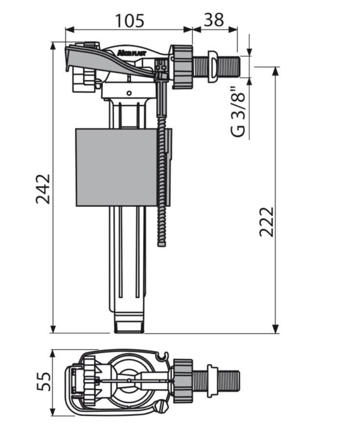  Alca Napúšťací ventil bočný A150-3/8" pre keramické nádržky, NOVINKA nahrádza A15-3/8" Akcia 10+1 AL-NAP.VENTIL A150-3/8" NOVINKA nahradza A15-3/8"  Akcia 10+1