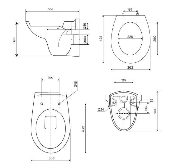  Peštan Fluenta Závesné WC FLUENTA Basic so sedadlom FLUENTA Basic WC misa + sedadlo