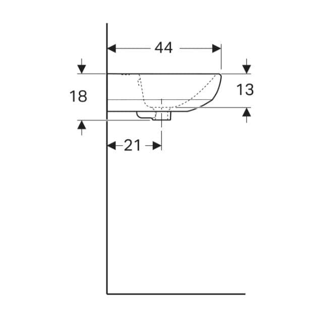  Geberit Umývadlo 55x44 cm, s otvorom pre batériu, s prepadom, Geberit Selnova G Selnova umývadlo 55 cm, s otvorom, s prepadom