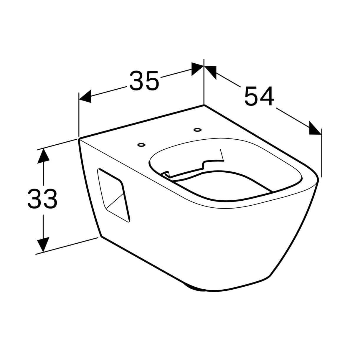  Geberit Závesné WC Rimfree Geberit Selnova Square, s hlbokým splachovaním 6/5 l, čiast. uzavretý tvar, 54 cm G Selnova Square závesné WC s hlbokým splachovaním,  Rimfree, čiastočné uzavretý tvar