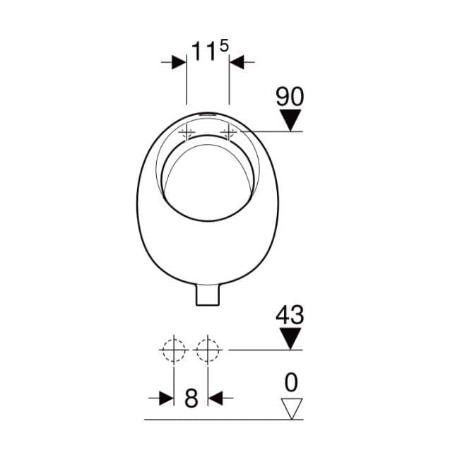  Geberit Pisoár Geberit Selnova Pico, prívod zhora, odtok nadol, "nahrádza za K26011000" G"náhrada za K26011000" Pisoár Selnova Pico, prívod zhora, odtok nadol