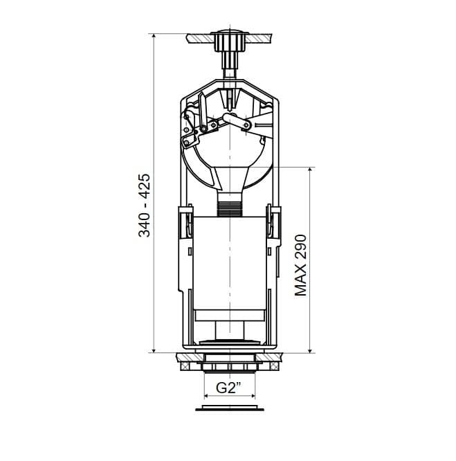  SLOVARM Vypúšťací ventil TE-4543P/I pre WC nádržky, G 2 + G 2 1/4", ŠTART - STOP systém, chróm TE-4543P/I  VYPUSTACIE ZARIADENIE