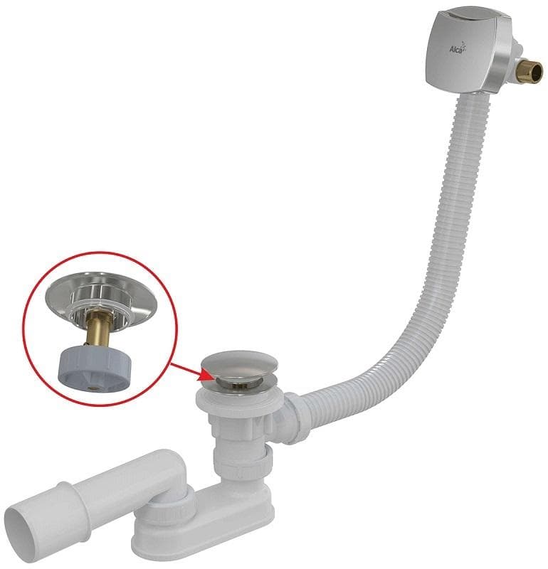 Vaňový sifón A508CKM-80, CLICK/CLACK, napúšťanie cez prepad, chróm, dĺžka 80 cm