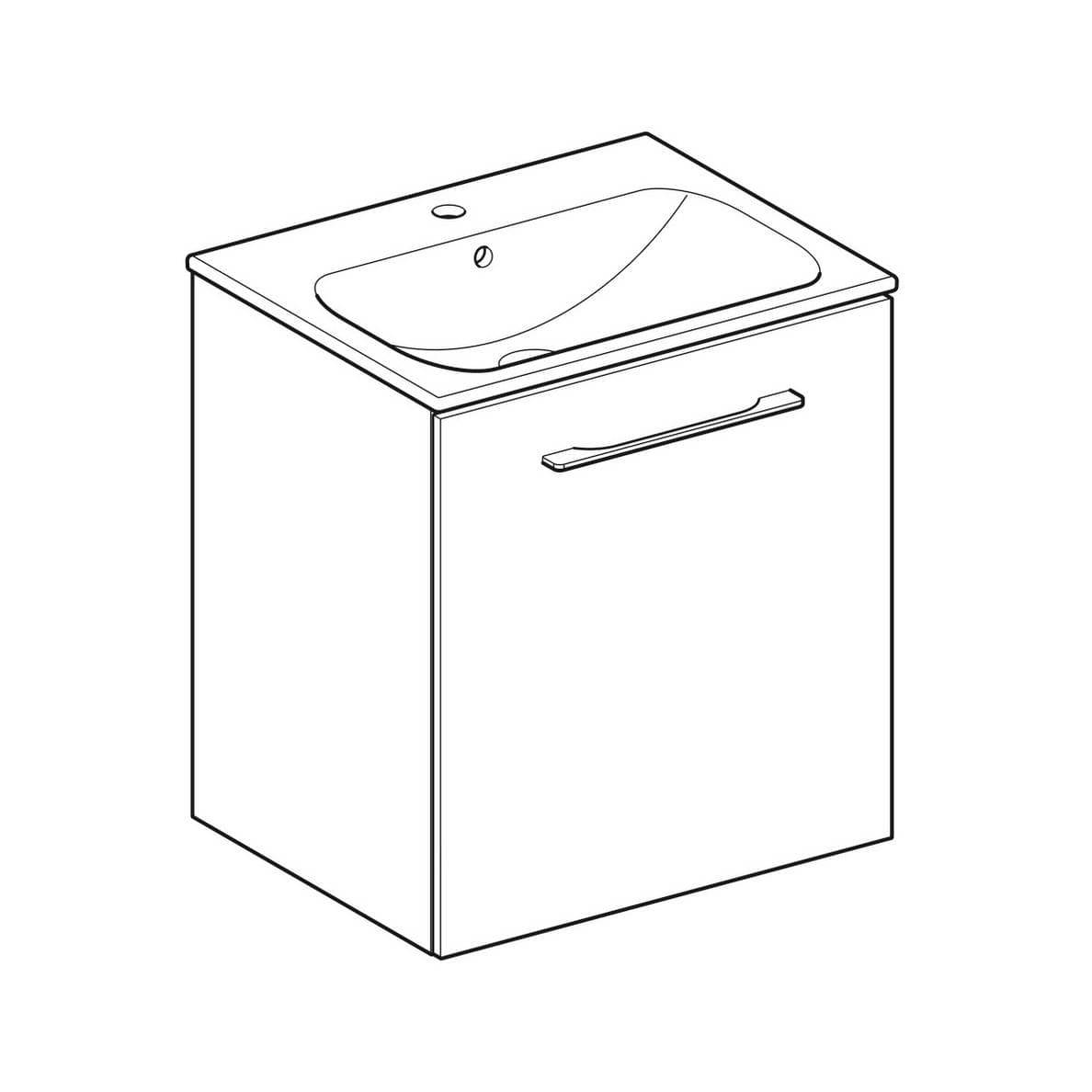 Geberit Súprava nábytkového umývadla Geberit Selnova Square 60 cm, so skrinkou pod umýv., 1 dvierka, biela G Selnova Square súprava nábytkového umývadla 60 cm, so skrinkou 1 dvierka, biela