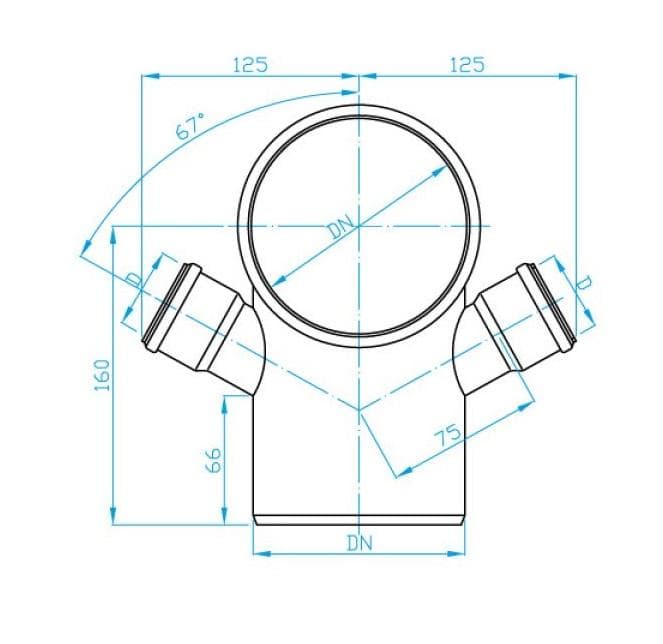  Plast Brno HT koleno d 110 mm s odbočkami d 50 mm - ĽAVO-PRAVÉ pre vnútorný odpad (HTB koleno) HT-KOLENO 110s dob.2x50 LP CKDA853   PB