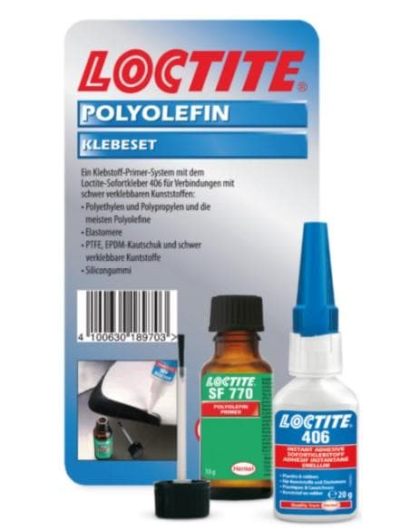 LOCTITE 406/SF 770 kit Polyoletínová sada (406,770,4 ks ihiel 04mm) na ťažko lepiteľné plasty