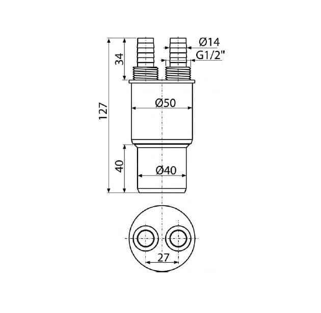  Alca Redukcia AKS6 napojenia na odpad HT 40/50 mm x G1/2" AL-sifon kon.REDUKCIA NAPOJENIA HT40/50xG1/2