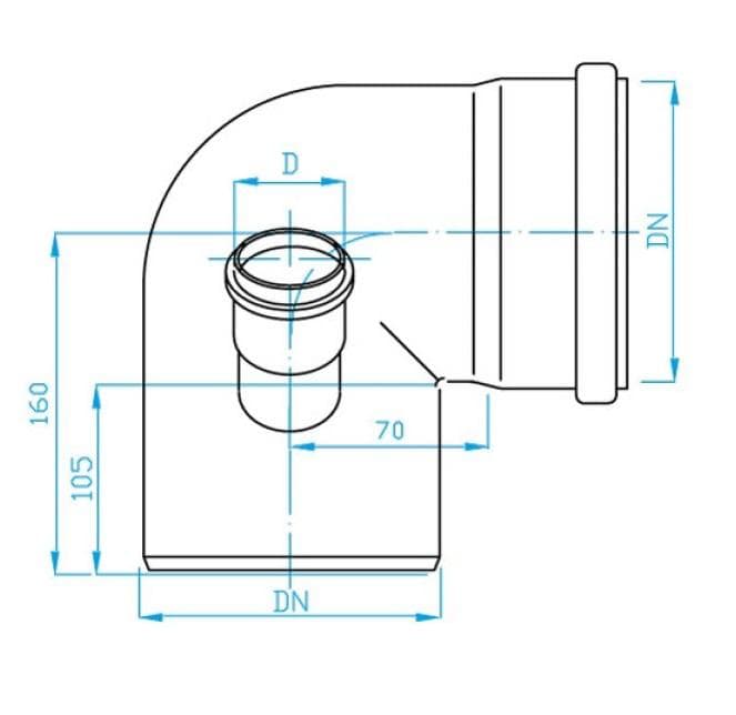  Plast Brno HT koleno d 110 mm s odbočkou d 50 mm - PRAVÉ pre vnútorný odpad (HTB koleno) HT-KOLENO 110 s odb.DN50"P" CKPA853   PB