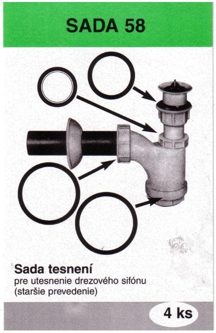  MP Sada 58 - sada 4 ks tesnení pre drezový sifón SADA 58 TES.PRE DREZOVY SIFON