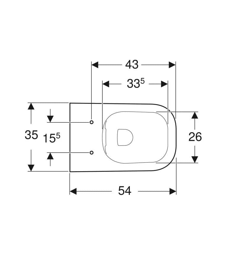  Geberit Závesné WC Rimfree Geberit Smyle Square, s hlbokým splachovaním 6 l, uzavretý tvar, dĺžka 54 cm G Smyle MODO L33123  Square závesné WC uzavretý tvar, Rimfree, s hlbokým splachovaním