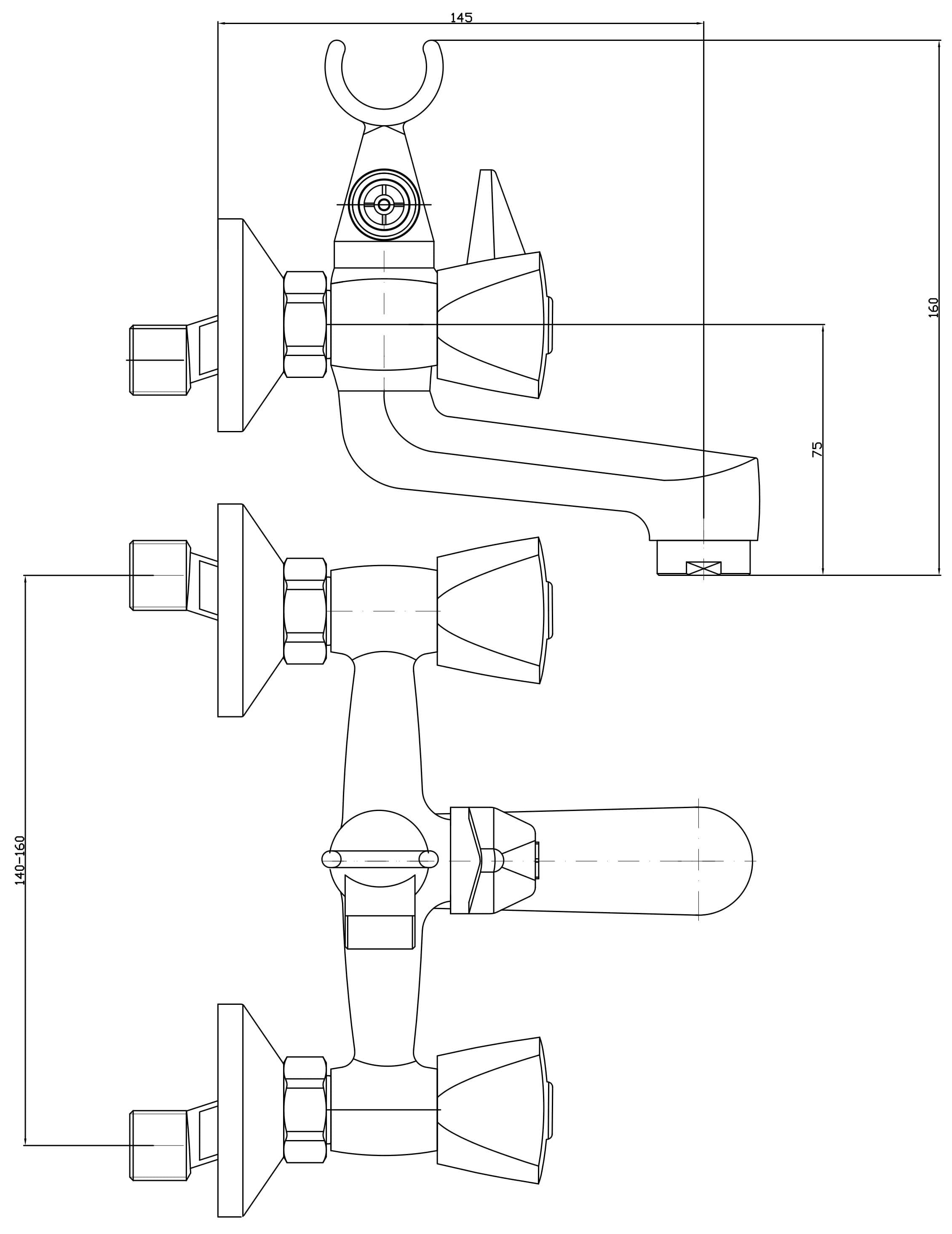  SAMTEK KBD90103 Klasik Duo vaňová batéria SAMTEK na stenu 150 mm, s rukoväťami, (bez príslušenstva) KLASIK DUO VAN.NAST.BAT.-150mm