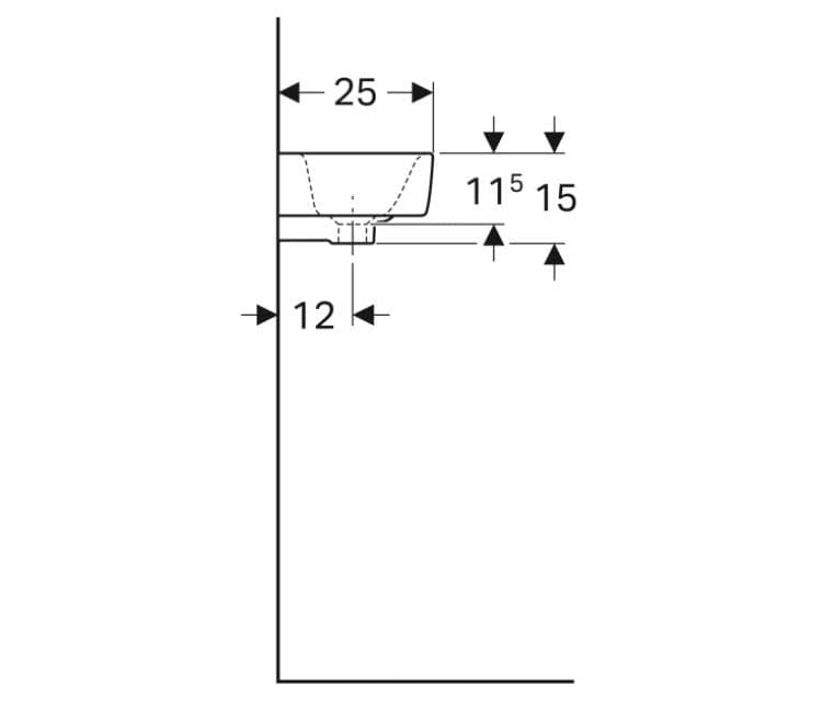 Geberit Malé umývadlo 40 x 25 cm, skrátené vyloženie, s otvorom vpravo, prepad, Geberit Selnova Compact G Selnova Compact malé umývadlo 40 cm, s otvorom vpravo, s prepadom