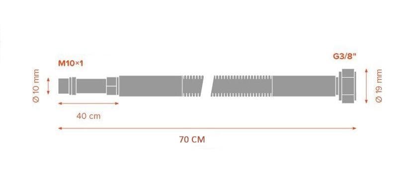  SAMTEK Nerezový vlnovec (flexi hadička) k batérii poplastovaný 3/8"xM10x1 MERABELL, dĺžka 70cm NEREZ. VLNOVEC k bateri 70cm 3/8"xM10x1 MERABELL