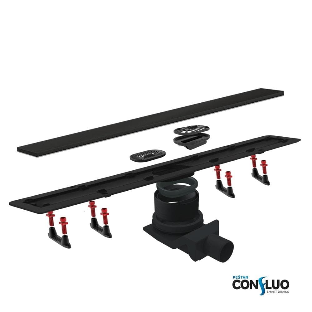  Peštan Confluo CONFLUO Sprchový žľab Frameless Line, čierne sklo, dĺžka 950 mm CONFLUO Sprch.žľab Frameless Line 950 čierne sklo