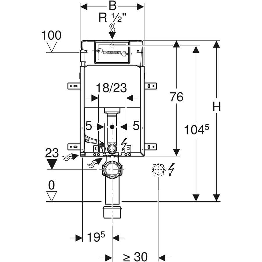  Geberit KombifixBasic inštalačný prvok Geberit pre závesné WC, 108 cm, s nádržkou Delta 12 cm G KombifixBasic pre závesné WC, s nádržkou Delta (UP100)