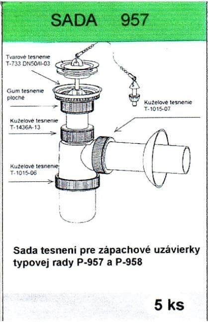 Sada 957 - sada 5 ks tesnení pre sifóny P-957 a P-958.