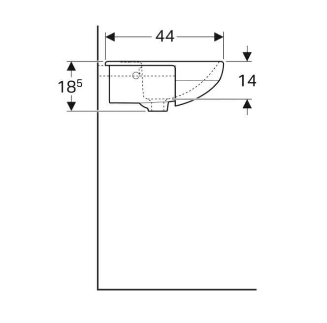  Geberit Polozápustné umývadlo Geberit Selnova B = 55 cm, s otvorom, s prepadom G Selnova polozápustné umývadlo 55 cm, s otvorom, s prepadom