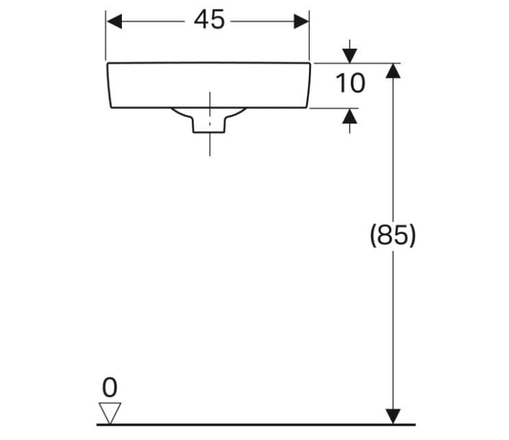  Geberit Malé rohové umývadlo Geberit Selnova Compact, B=45cm, H=15,5cm, T=39,5 cm, otvor pre batériu v strede G Rohové malé umývadlo Geberit Selnova Compact:Biela,B=45cm,H=15,5cm,T=39,5cm ,otvor pre batériu v strede