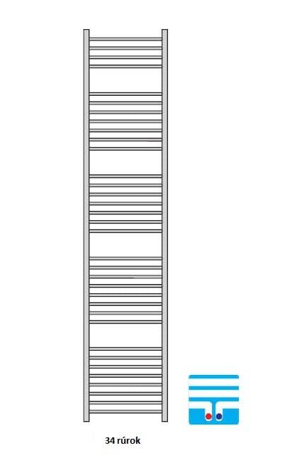  Očenášek BND450-1650MM kúpeľňový radiátor rovný biely, šírka 450 mm, výška 1650 mm, stredové pripojenie REBRIK ROVNY 450-1650 biely  - stredové pripojenie