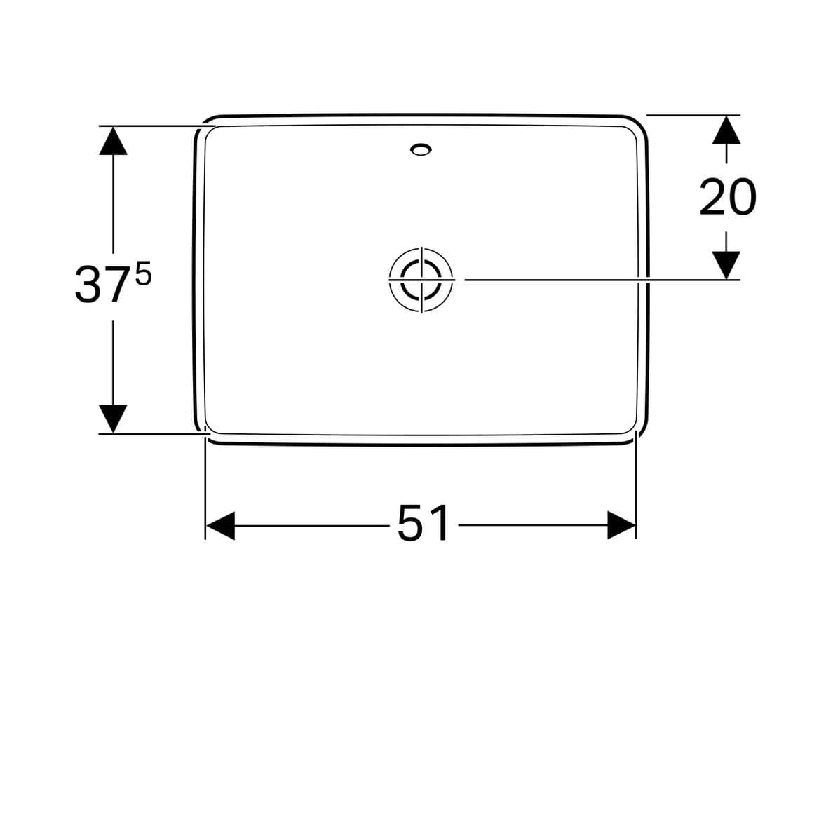  Geberit Zápustné umývadlo 55 x 40 cm pravouhlé, s prepadom, Geberit VariForm G VariForm umývadlo zápustné, pravouhlé, 55 cm, s prepadom
