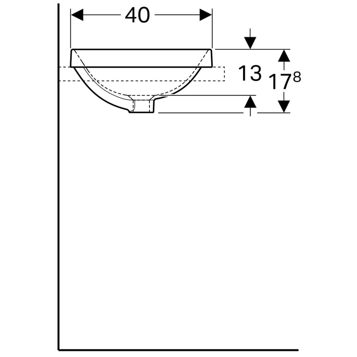  Geberit Zápustné umývadlo 55 x 40 cm pravouhlé, s prepadom, Geberit VariForm G VariForm umývadlo zápustné, pravouhlé, 55 cm, s prepadom