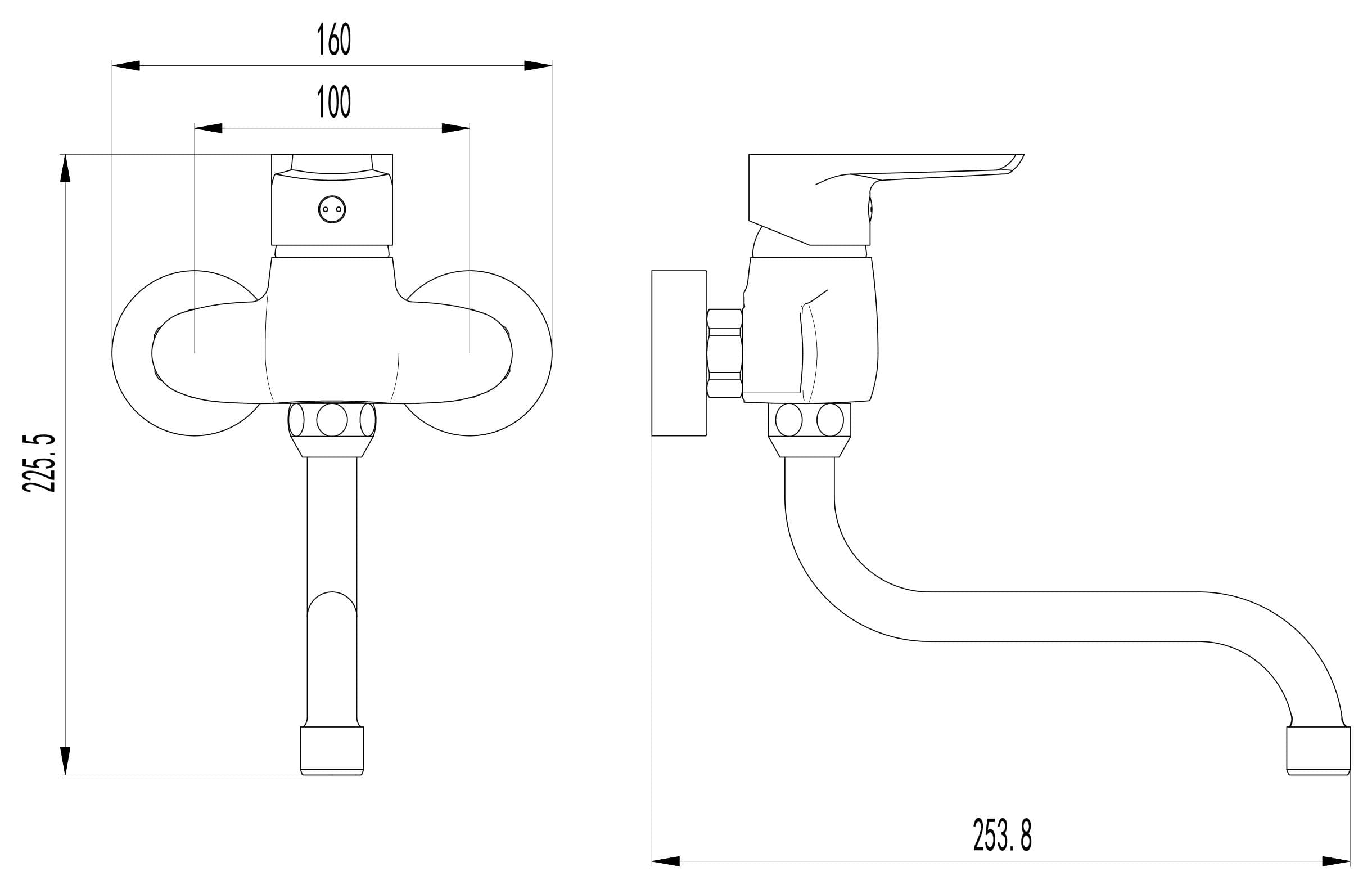  SAMTEK KB301A01 KLASIK drezová kuchynská batéria páková SAMTEK, na stenu 100 mm, rúrkové výtokové ramienko NeW KLASIK DREZOVA BAT. -100 S-VYT.