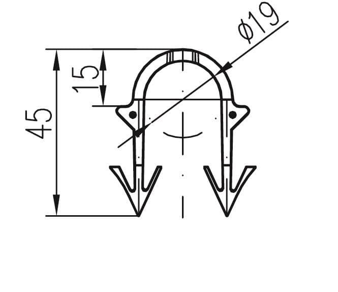  CHUDĚJ Podlahová príchytka typ D, priemer 19 mm, dĺžka 45 mm, pre TACKER  (bal200/2000ks) PRICHYTKA PODLAHOVA D14-19 D pre TACKER dlzka 45mm bal2000