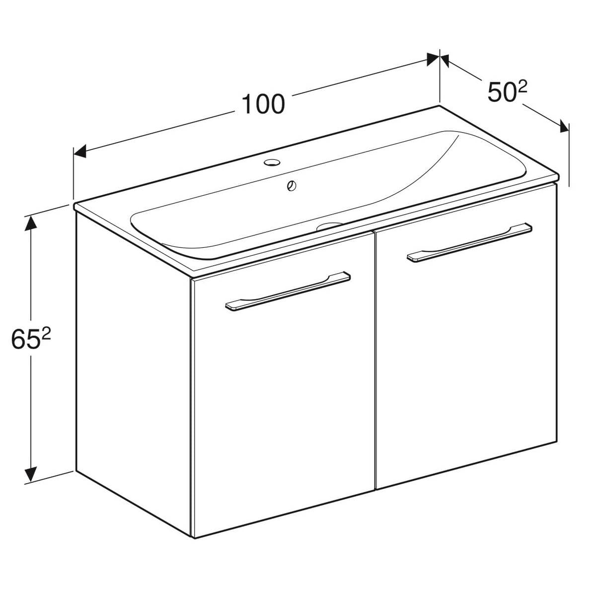  Geberit Súprava nábytkového umývadla Geberit Selnova Square 100 cm, so skrinkou pod umýv., 2 dvierka, orech G Selnova Square súprava nábytkového umývadla 100 cm, so skrinkou 2 dvierka, orech