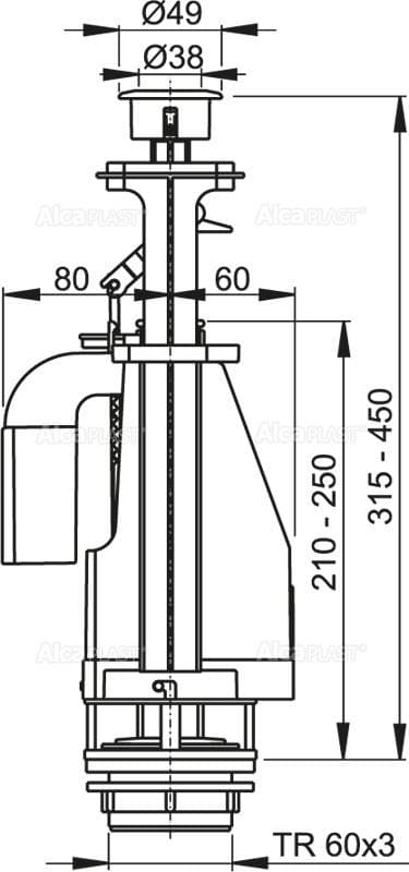  Alca Vypúšťací ventil A08A s dvojtlačidlom DUAL 3/6 l, Akcia 10+1 AL-VYPUST.ZARIADENIE 3/6 dvojtlacitko Akcia 10+1