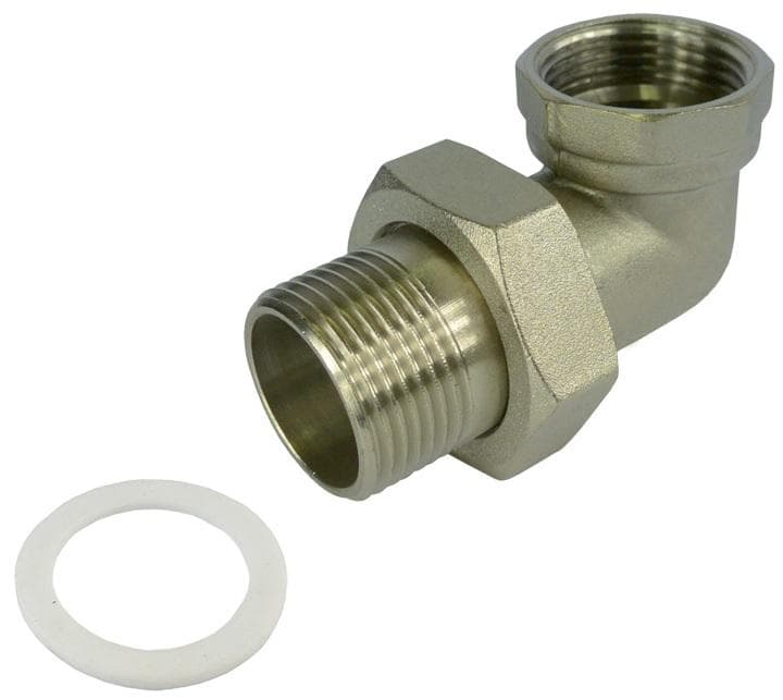 Šróbenie radiátorové rohové  1/2", poniklované s plochým tesnením =412865 (VE-4301-CR DN15)