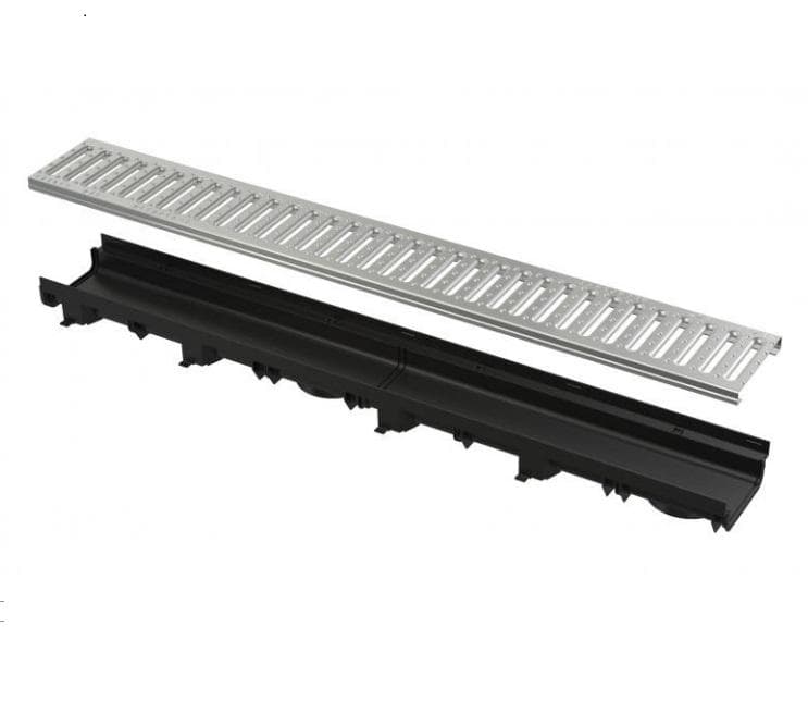AVZ112-R102 Vonkajší žľab znížený 60 mm s plastovým rámom a pozinkovaným roštom "C" profilu A15