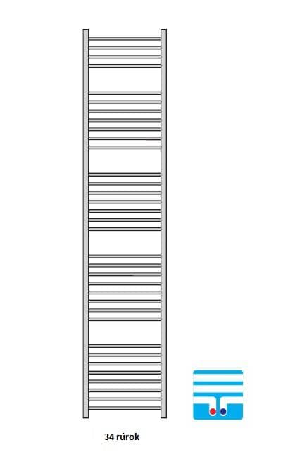  Očenášek BND300-1650MM Kúpeľňový radiátor rovný biely, šírka 300 mm, výška 1650 mm, stredové pripojenie REBRIK ROVNY 300-1650 biely - stredové pripojenie