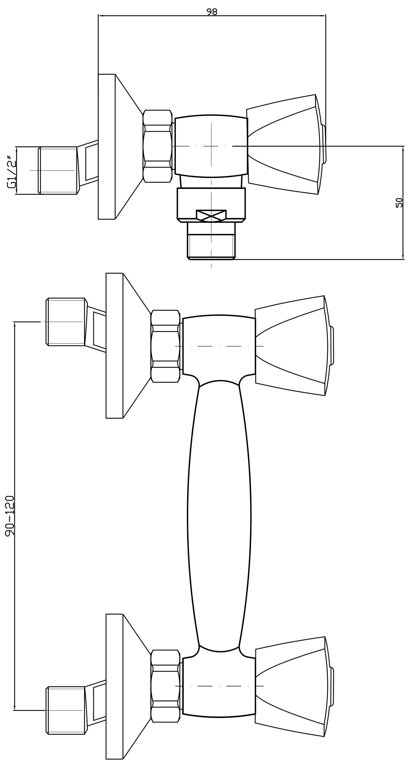  SAMTEK KBD601A03 Klasik Duo sprchová batéria SAMTEK na stenu 100 mm, s rukoväťami (bez príslušenstva) KLASIK DUO SPRCH.NAST.BAT.-100mm B/P