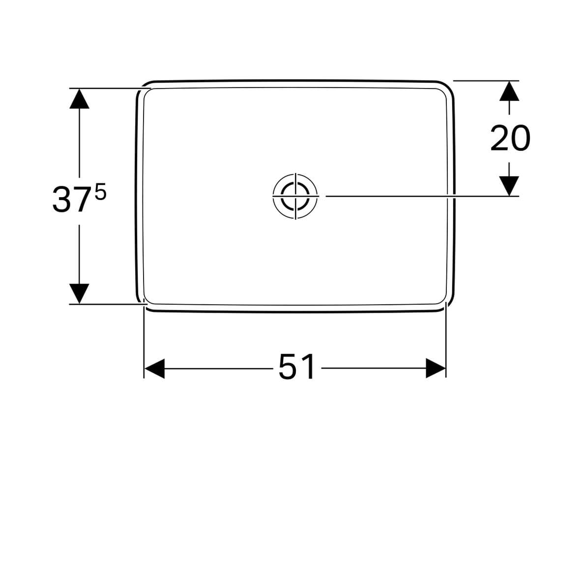  Geberit Zápustné umývadlo 55 x 40 cm pravouhlé, bez prepadu, Geberit VariForm G VariForm umývadlo zápustné, pravouhlé, 55 cm,  bez prepadu