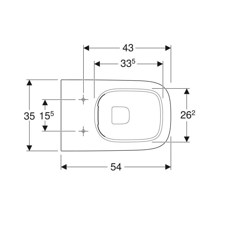  Geberit WC misa Rimfree Geberit Smyle Square, s hlbokým splachovaním, uzavretý tvar, dĺžka 54 cm G Smyle Square stojacie WC Rimfree, hl.splach., v jednej rovine so stenou, uzavretý tvar, T=54cm