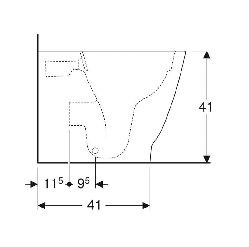  Geberit WC misa Rimfree Geberit Smyle Square, s hlbokým splachovaním, uzavretý tvar, dĺžka 54 cm G Smyle Square stojacie WC Rimfree, hl.splach., v jednej rovine so stenou, uzavretý tvar, T=54cm