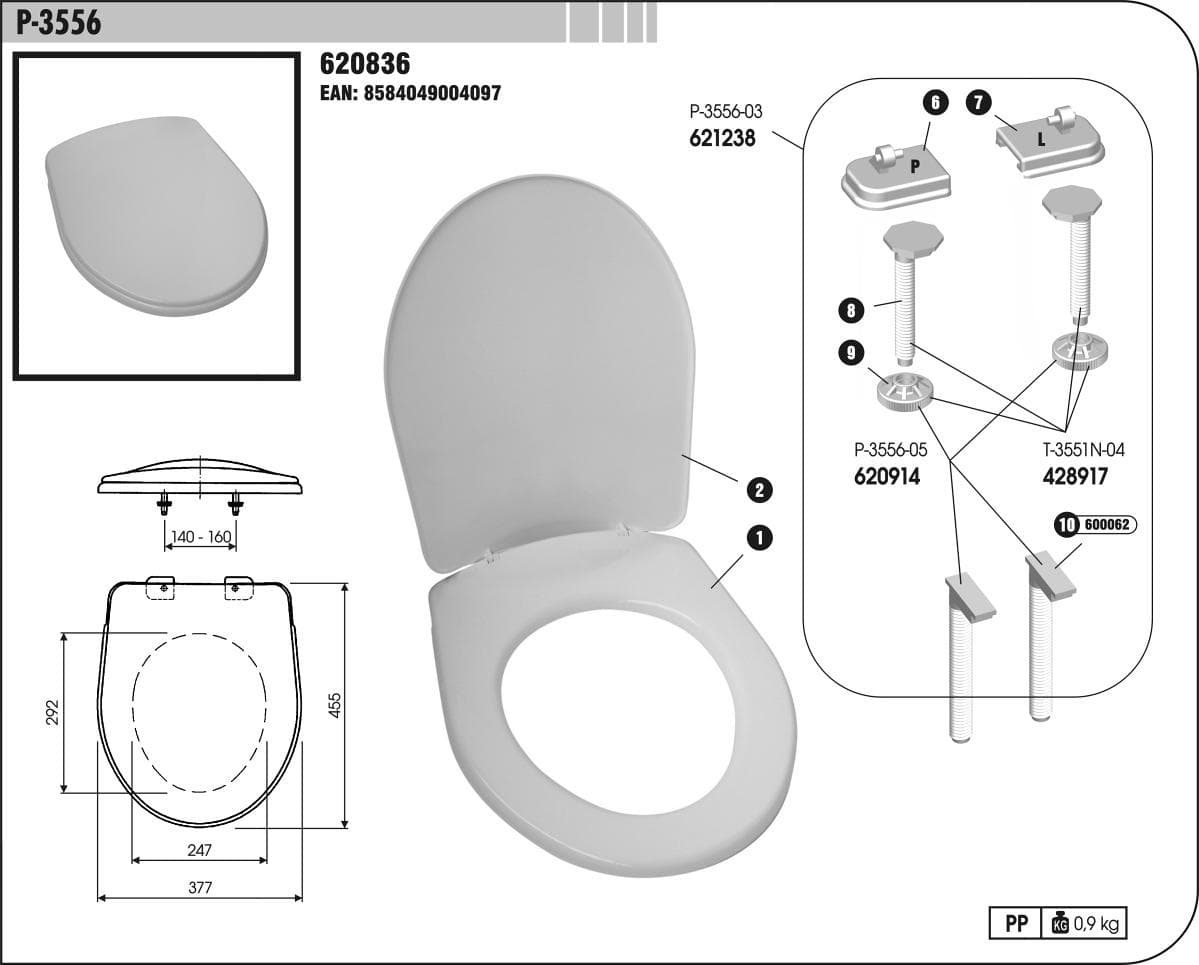  SLOVARM WC sedadlo P-3556 P-3556 SANKER ZACHODOVE SEDADLO