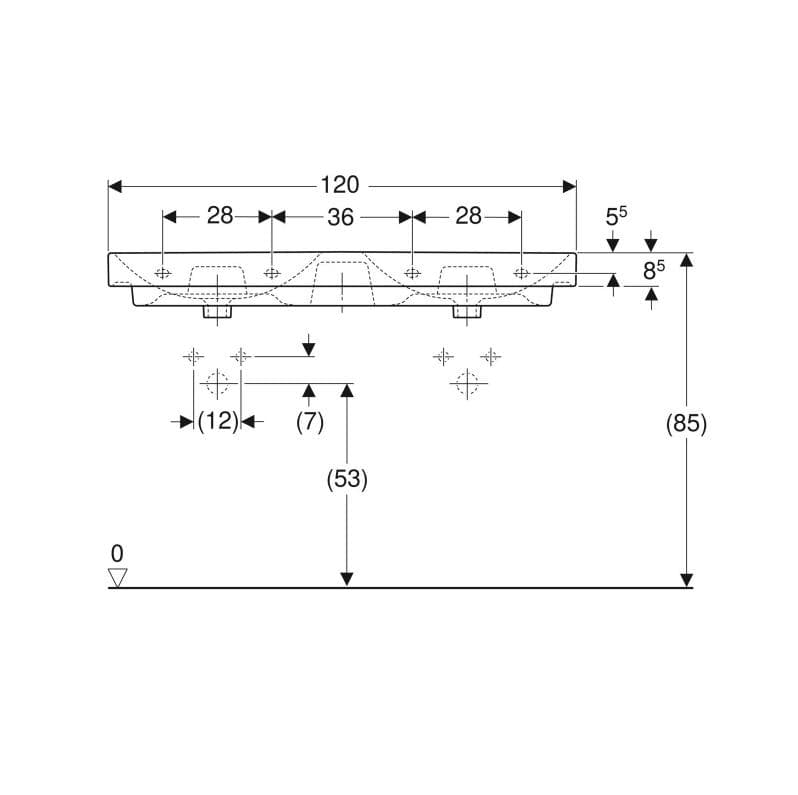  Geberit Dvojumývadlo 120 x 48 cm, s dvomi otvormi pre batériu, s dvomi prepadmi, Geberit Smyle Square G Smyle L91521000Square dvojumývadlo 120cmx48cm, s dvomi otvormi pre batériu, s dvomi prepadmi