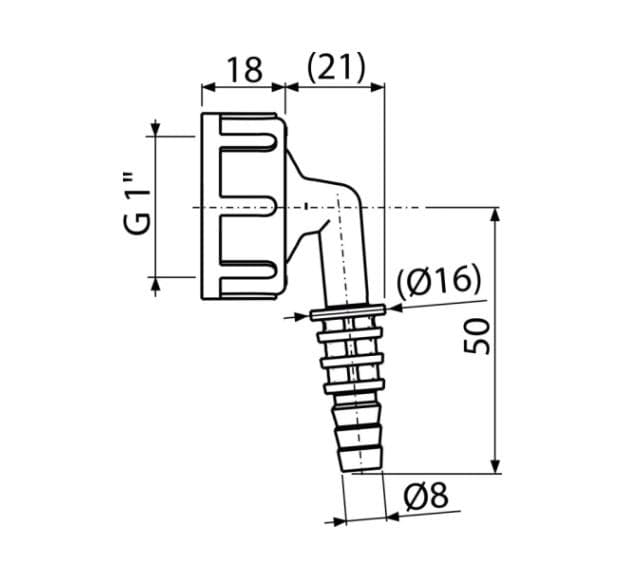  Alca Hadicová prípojka P0049  G1" 8–16 cm AL-ND  KOLIENKO PRIPOJKY 1"/8-16