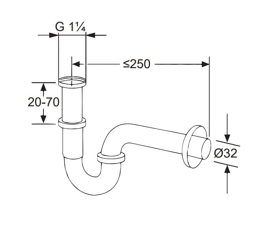  KLUDI Umývadlový a bidetový sifón 10 250 05-00, 5/4", chróm KLUDI SIFON BIDET 75 mm