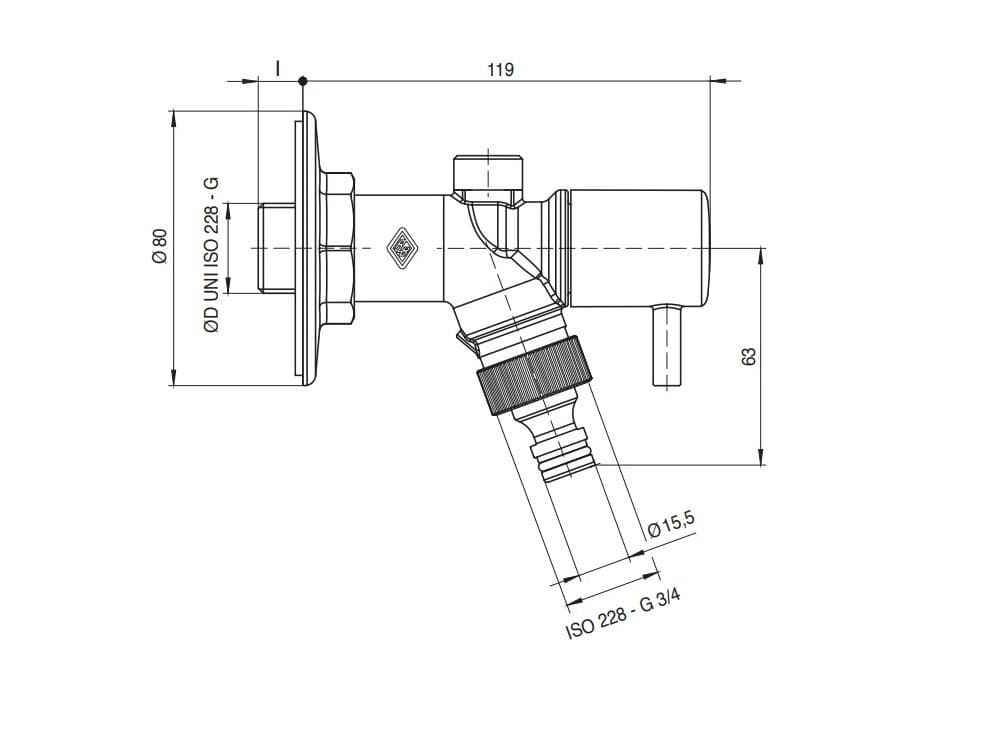  RUBINETTERIE BRESCIANE RB Nezámrzný ventil 4801 pre vonkajšie použitie so zavzdušňovaním 1/2" (DN15) s rýchlospojkou,krátky RB Nezámrzný ventil DN15, 1/2"  FROZEN,  krátky