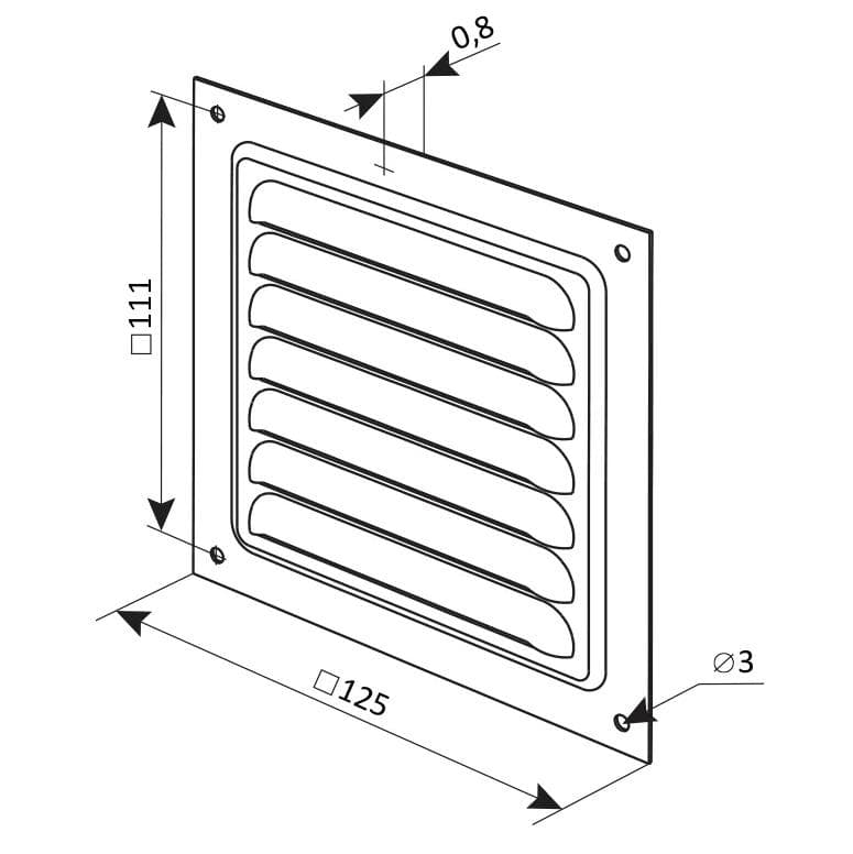  Vents MVM 125s Al - štvorhranná vetracia hliníková mriežka, 125 x 125 mm (1908002) VEN-MRIEZKA VENT. MVM 125s AL125x125x0,8mm HLINIK