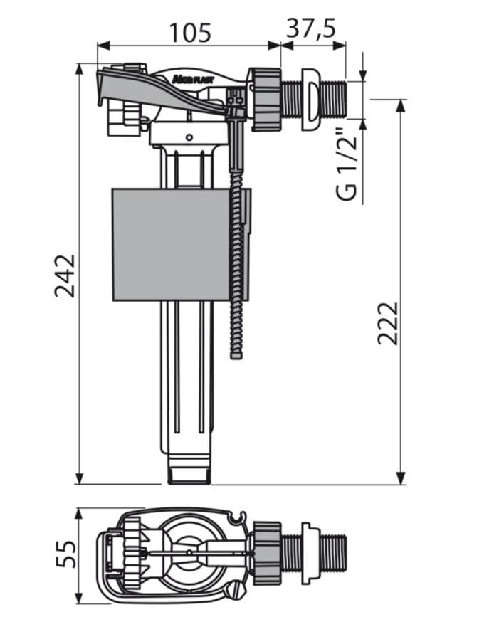  Alca Napúšťací ventil bočný A150-1/2" pre keramické nádržky, NOVINKA nahrádza A15-1/2"  Akcia10+1 AL-NAP.VENTIL A150-1/2" NOVINKA nahradza A15-1/2"  Akcia 10+1
